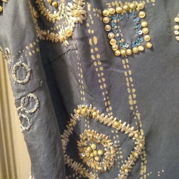 GOLD HAWK embellished blue silk dress NWOT, S - Picture 13 of 13